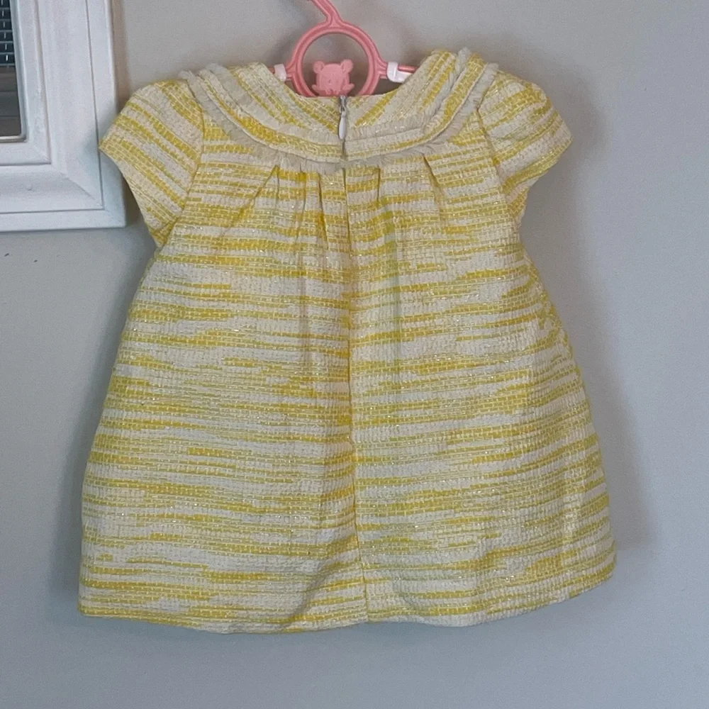 Mayoral Baby Girl Yellow And White Tweed Easter Dress Size 6 Months